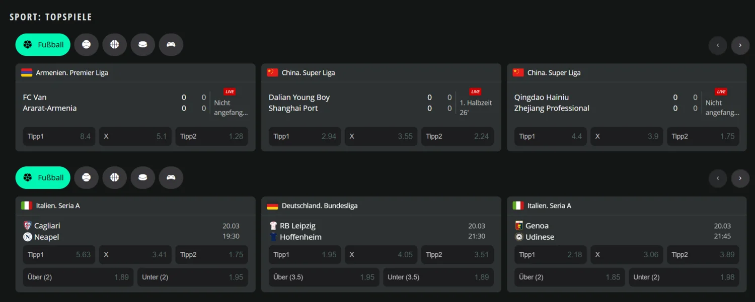 Drip Casino Sportwetten