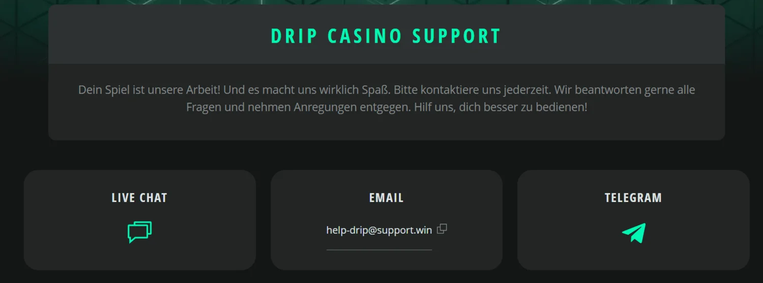 Drip Casino Kundensupport